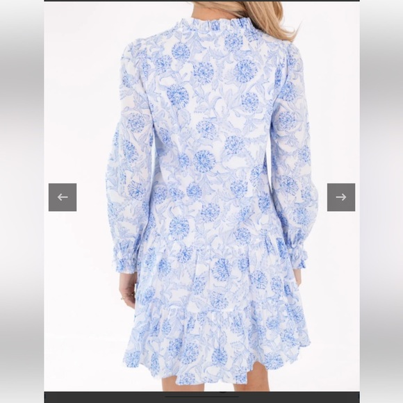 NWT J. Marie Palmer V-Neck long sleeve dress- Blue Floral- Size Small - Picture 2 of 11